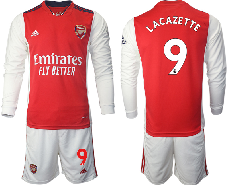 Men 2021-2022 Club Arsenal home red Long Sleeve #9 Soccer Jersey->arsenal jersey->Soccer Club Jersey